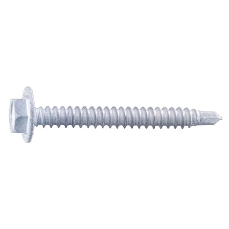 Midwest Fastener Self-Drilling Screw, #8 x 1-1/2 in, White Ruspert Steel Flange Hex Head External Hex Drive, 100 PK 54480